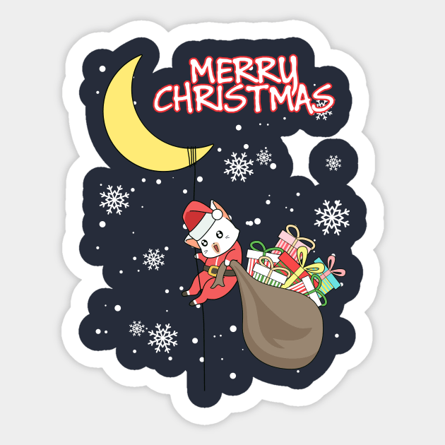 Cool Santa Cat - Happy Christmas and a happy new year! - Available in stickers, clothing, etc Sticker by Crazy Collective